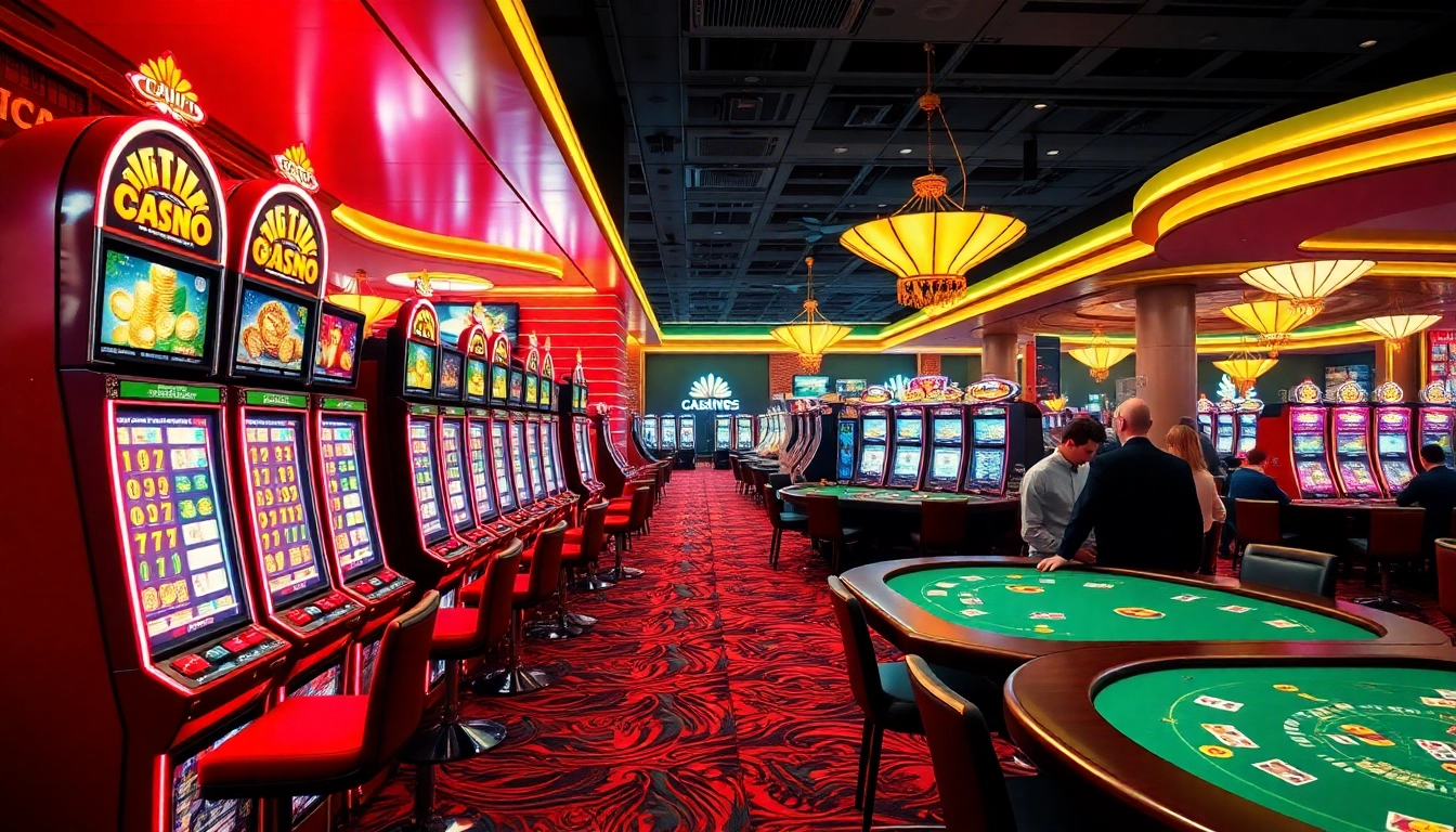 Vibrant casino en ligne belgique scene with players enjoying games and exciting slot machines.
