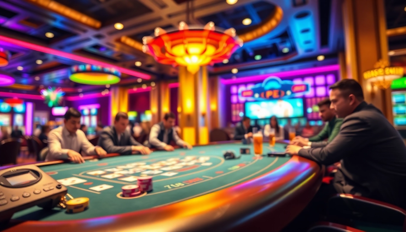 Visualizing the meilleur nouveau casino en ligne with players at tables and vibrant lights.