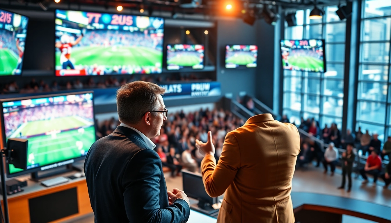 Engaging sports broadcasting analysis with multiple screens showcasing various sports events.