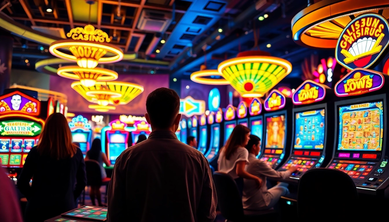 Découvrez les meilleurs casino en ligne à travers une scène vibrante d'un casino virtuel animé.